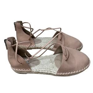NEW Eileen Fisher D’Orsay Lee Espadrille Flat Strappy Sandals Tan Blush Leather